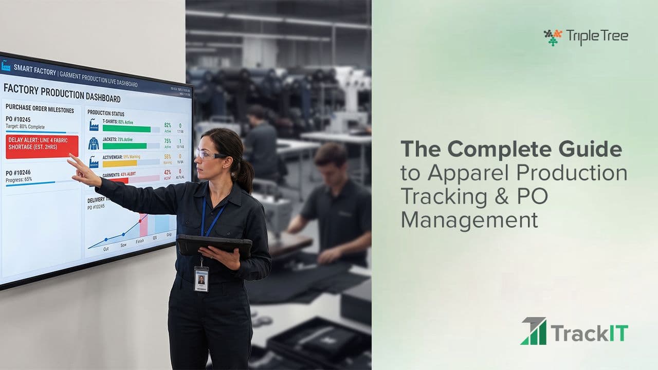 Apparel production tracking and PO management to improve order visibility, production monitoring, and factory performance.